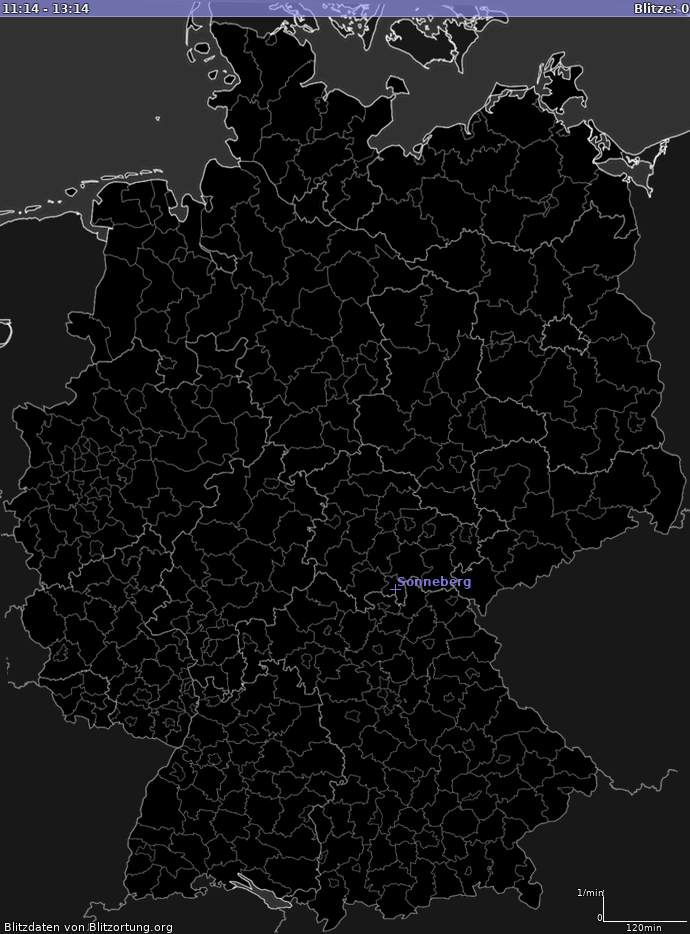 Lightning map Germany 2024.10.25 15:24:57